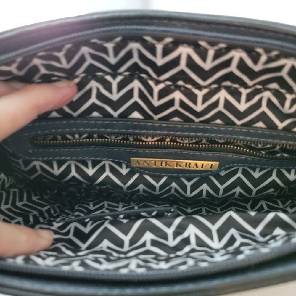 Antik Kraft Gray/ Blue Western Studded Saddle Bag Purse